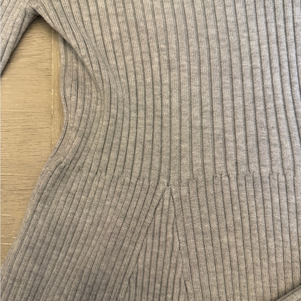 Lulu's Gray Long Sleeve Ribbed Sweater - Picture 3 of 8